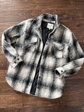 Thread & Supply Black and Cream Plaid Shacket